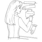 דף צביעה נערה עם תיק וכפפות דף צביעה נערה עם תיק וכפפות