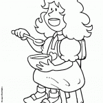 דף צביעה זהבה יושבת ואוכלת