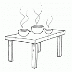 דף צביעה שלוש קערות אוכל לשלושה דובים