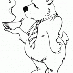 דף צביעה דובון עם קערית המרק