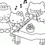 דף צביעה קיטי מנגנת בפסנתר