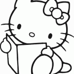 דף צביעה קיטי קוראת ספר