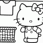 דף צביעה קיטי תולה כביסה