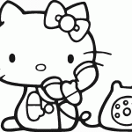 דף צביעה קיטי משוחחת בטלפון