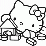 דף צביעה קיטי משחקת בקוביות