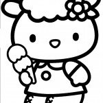 דף צביעה קיטי אוכלת גביע גלידה