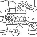 דף צביעה קיטי בחנות פרחים