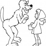 דף צביעה הזאב משוחח עם כיפה אדומה