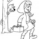 דף צביעה הזאב עוקב אחרי כיפה אדומה