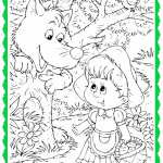 דף צביעה כיפה אדומה והזאב