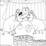 דף צביעה הפילים משתעשעים בהופעה