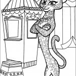 דף צביעה החתול ליד דוכן הכרטיסים