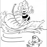 דף צביעה הדבורה מאיה גולשת על ענף