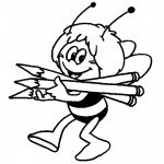 דף צביעה הדבורה מאיה נושאת עפרונות