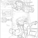 דף צביעה לוסי שותה תה בביתו של טומוס