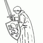 דף צביעה פיטר פבנסי עם חרב ומגן