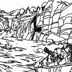 פיטר, סוזן ולוסי בורחים בנהר מפני הזאבים