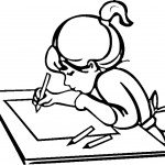 דף צביעה ילדה כותבת