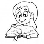 דף צביעה ילד מעיין בספר