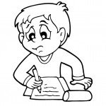 דף צביעה ילד כותב במחברת