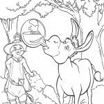 דף צביעה החמור משתעשע עם פוס