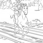 דף צביעה מקסים והחתול רוכבים על סוס