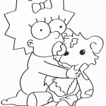 דף צביעה מגי סימפסון מחבקת את הדובון