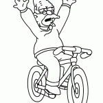 דף צביעה סבא סימפסון רוכב על אופניים