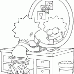 דף צביעה מרי כותבת מול המראה