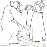 דף צביעה המכשפה הזקנה מגישה את התפוח