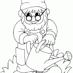 דף צביעה גמד משקה את הגינה