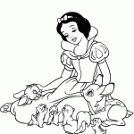 דף צביעה שלגיה עם הבמבי והגורים