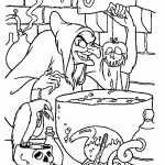 דף צביעה המכשפה מכינה את התפוח המורעל