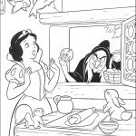 דף צביעה המכשפה מגישה לשלגיה תפוח