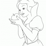 דף צביעה שלגיה מתפתה לנגוס בתפוח