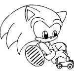 דף צביעה סוניק הקיפוד משחק במכונית