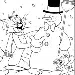 דף צביעה טום וג'רי מתלהבים מאיש השלג