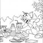 דף צביעה טום וג'רי אוכלים ארוחת בוקר