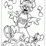 דף צביעה טום רוקד לצלילי המוזיקה