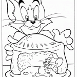 דף צביעה ג'רי כרסם בעוגה של טום