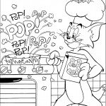 דף צביעה טום מכין פופקורן