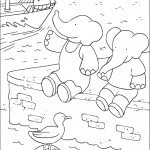 דף צביעה הפילונים משתעשעים על המזח דף צביעה הפילונים משתעשעים על המזח