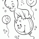 דף צביעה קספר על בלונים חייכנים