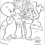 דף צביעה חברתו של קספר מגישה לו פרחים