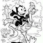 דף צביעה פליקס החתול רוכב על בת יענה