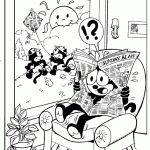 דף צביעה פליקס החתול שקוע מידי בעיתון