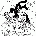 דף צביעה פליקס החתול מעיר את הגמד