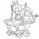 דף צביעה התינוקת פבלס בעגלה