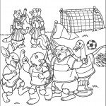 דף צביעה פרנקלין וחברים במשחק כדורגל