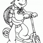 דף צביעה פרנקלין רוכב על קורקינט